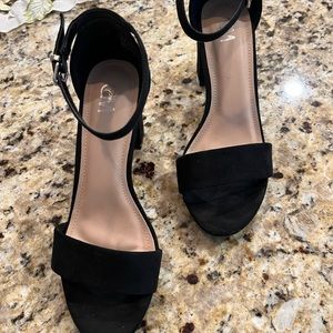 Black strap heels